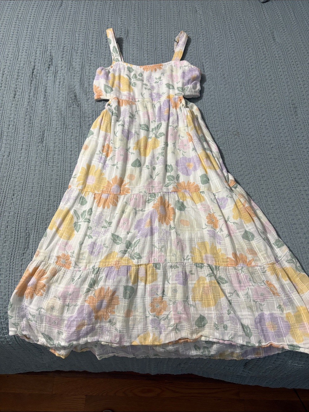 abercrombie kids White Floral Maxi Dress with Yellow & Lavender Blooms